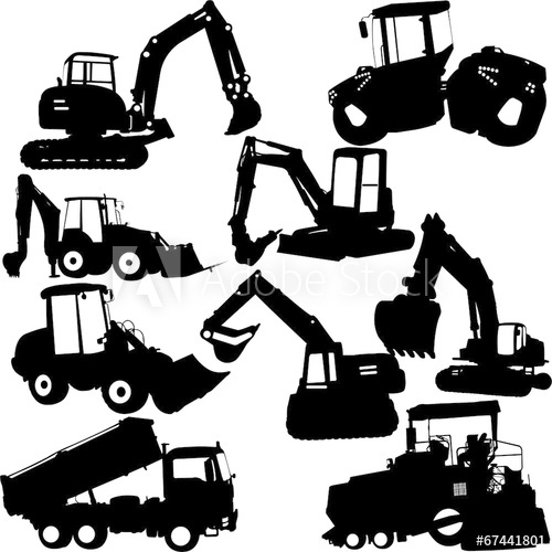 500x500 Excavator Silhouette Collection