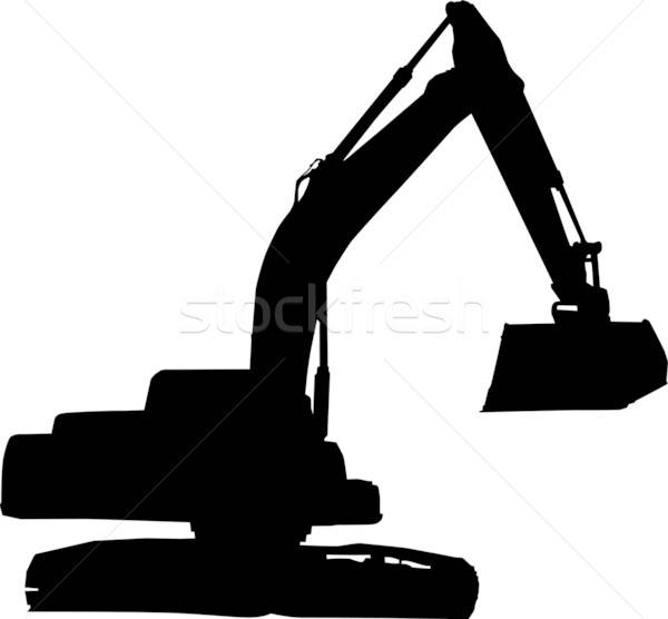 600x556 Mechanical Digger Excavator Silhouette Vector Illustration