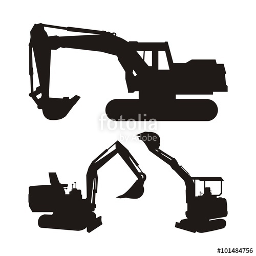 500x500 Black Silhouette Of Excavator Vector Stock Image And Royalty Free