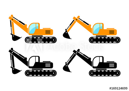 500x354 Excavator Vector Icons On White Background