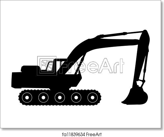 560x470 Free Art Print Of Excavator Black Silhouette On A Excavator