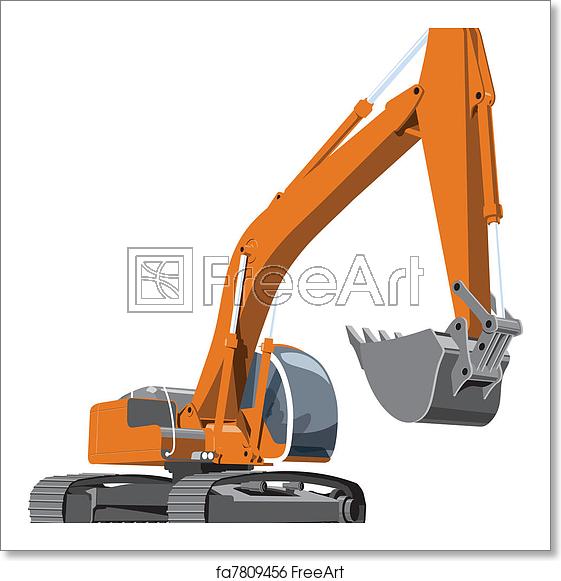 561x581 Free Art Print Of Excavator Vector Color Illustration