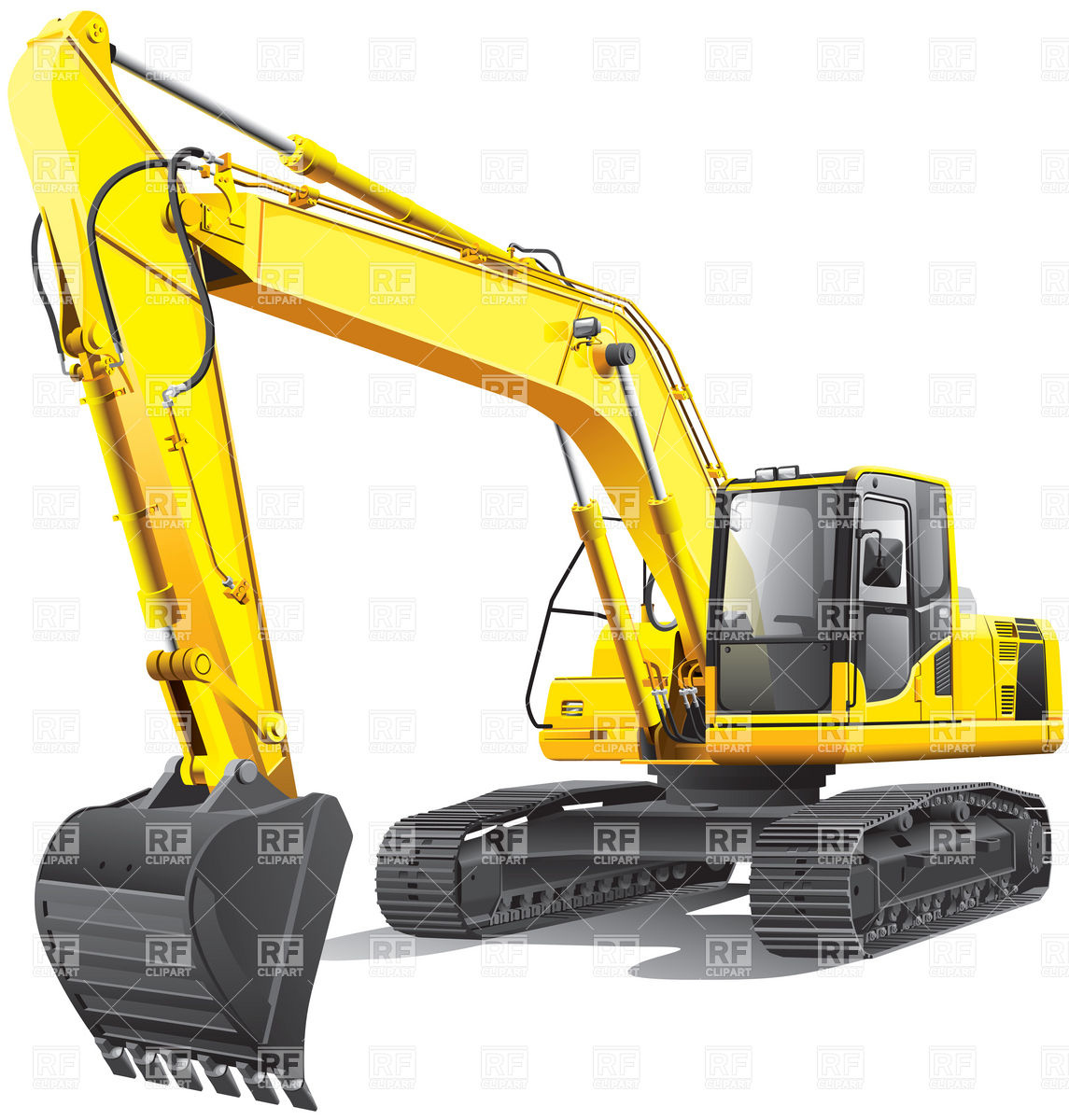 1145x1200 Large Yellow Crawler Excavator Vector Image Of Transportation