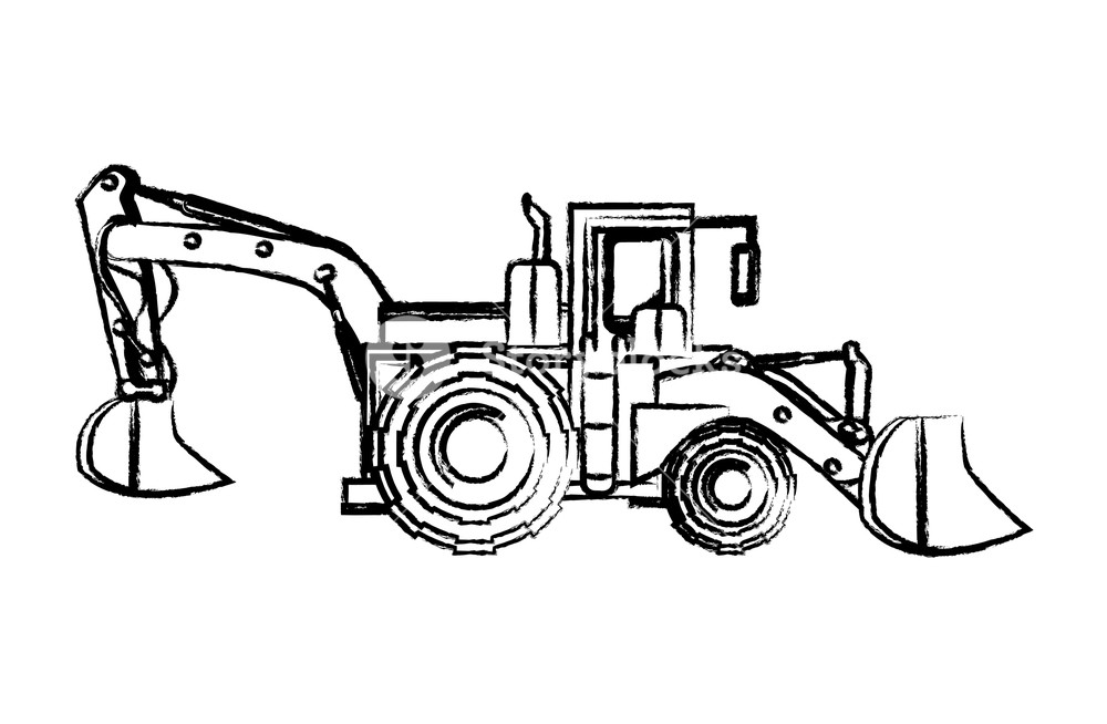 1000x654 Excavator Truck Icon Over White Background, Vector Illustration