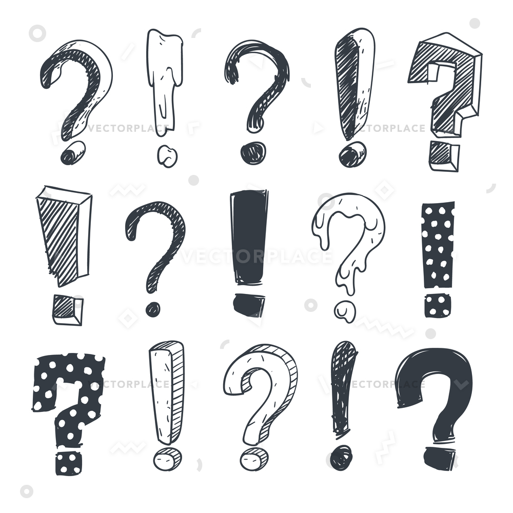 Grunge Doodle Sketch Exclamation Question Marks Vector 1000x1000 Grunge Doodle Sketch Exclamation Question Marks Vector
