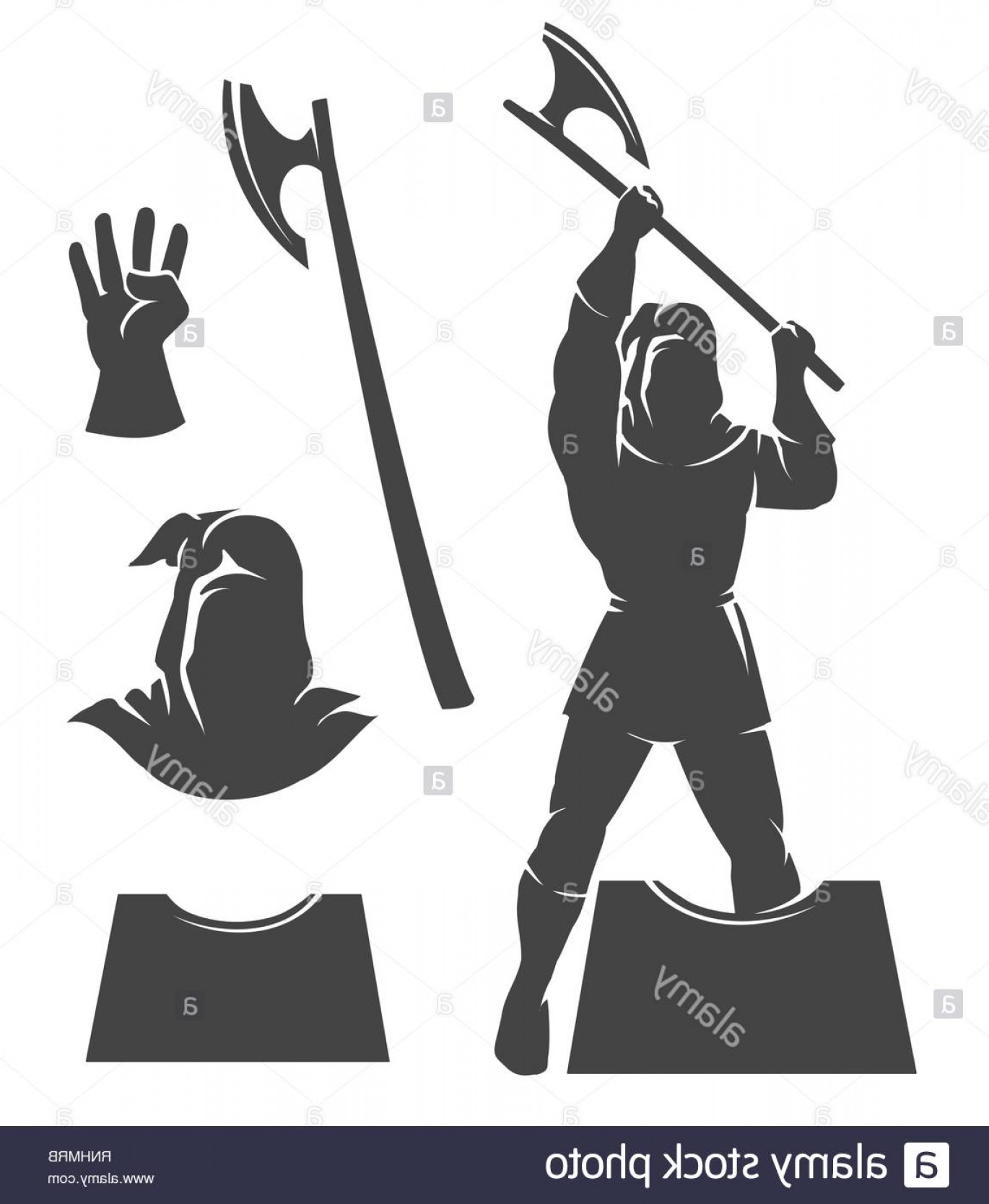 1370x1668 The Executioner Silhouettte Emblem On A White Background Axe Block