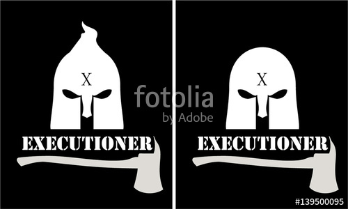 500x300 Executioner Mask And Axe Over The Black Background Stock Image