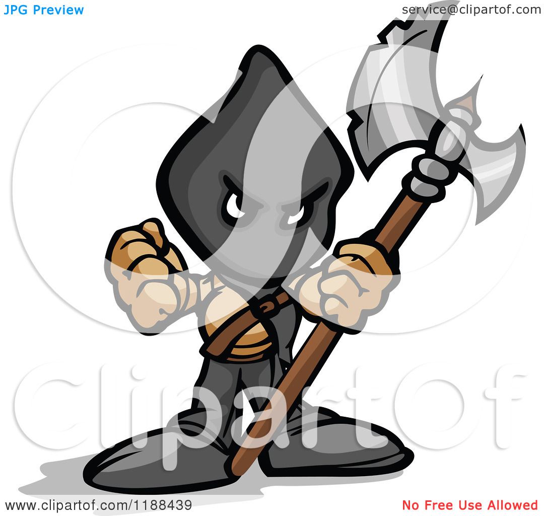 1080x1024 Cartoon Of A Tough Executioner Holding Up An Axe And Fist