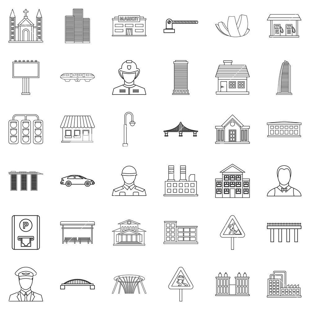 1000x1000 City Executive Icons Set Outline Set Of City Executive Vector