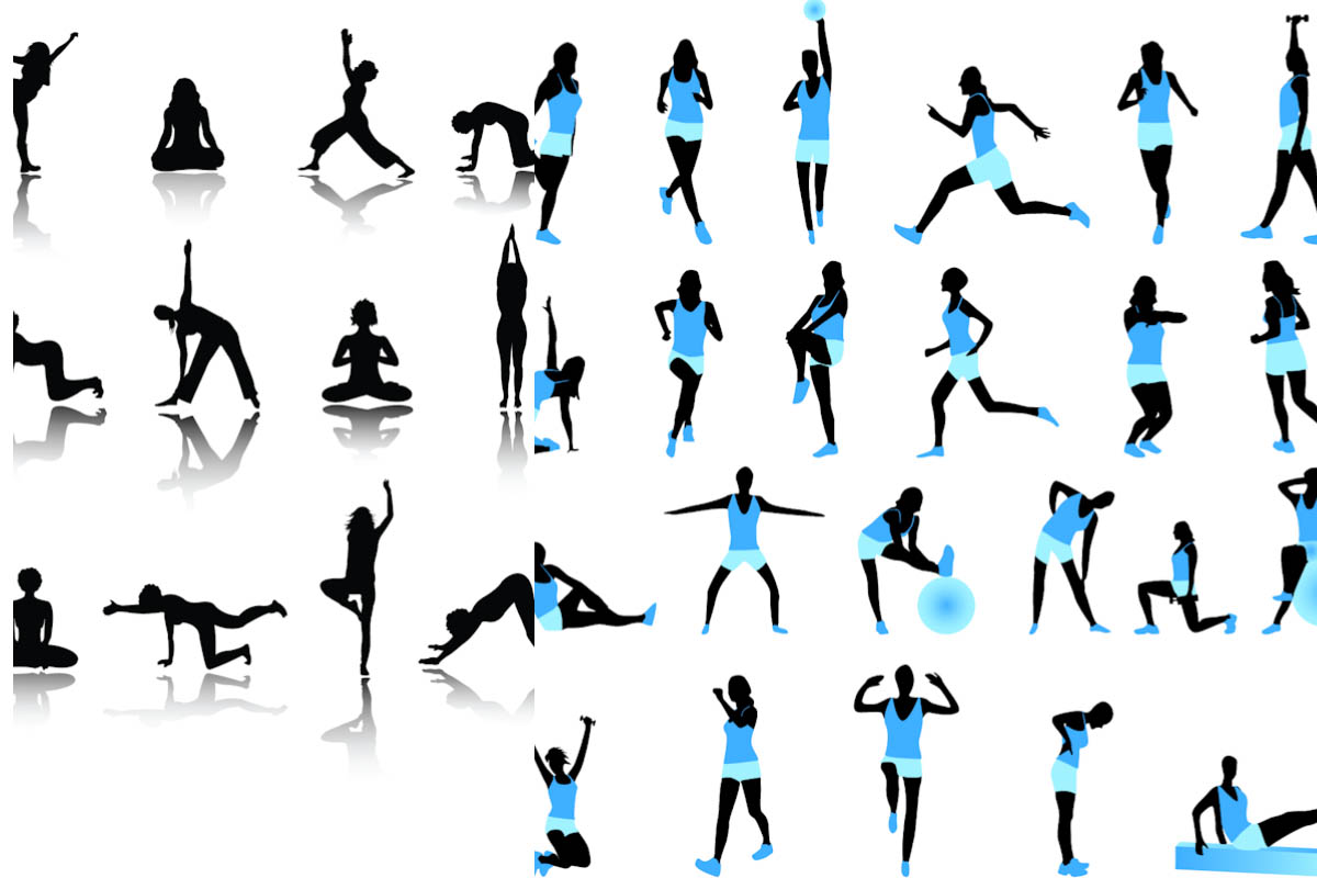 1200x800 Exercise Silhouette Vector Images