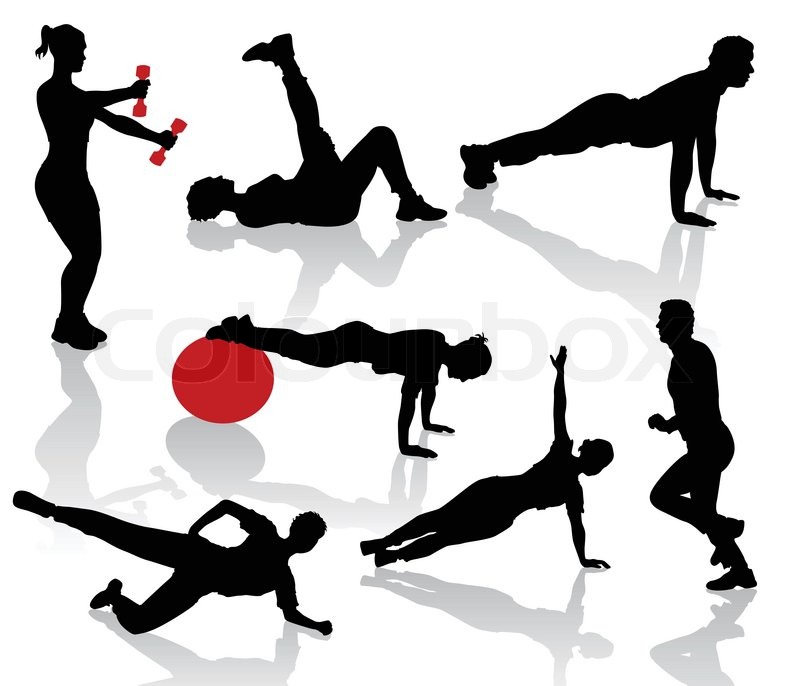 800x686 Silhouettes Of Exercises People Stock Vector Colourbox