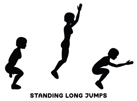 450x331 Standing Long Jumps Sport Exercise Silhouettes Of Woman Doing