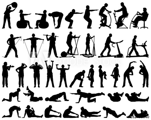 500x397 Vector Silhouettes Collection Of Active Senior People Doing