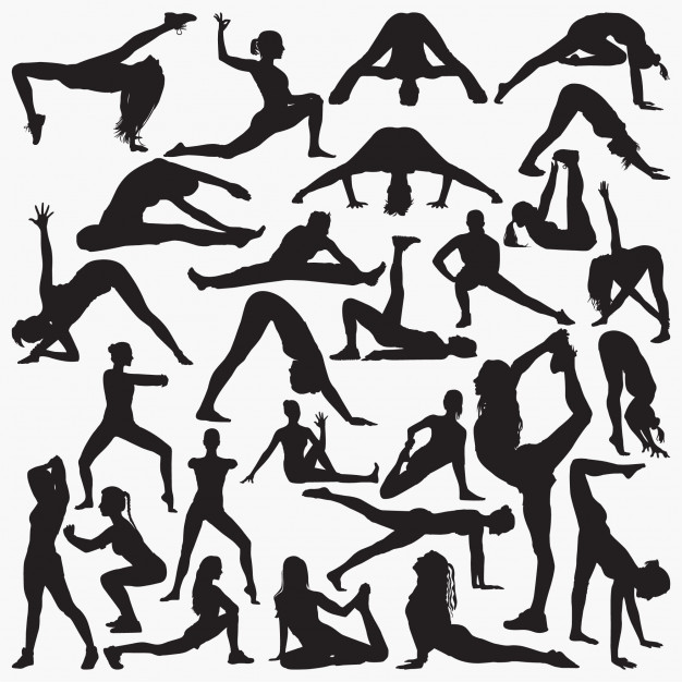 626x626 Woman Yoga Exercise Silhouettes Vector Premium Download