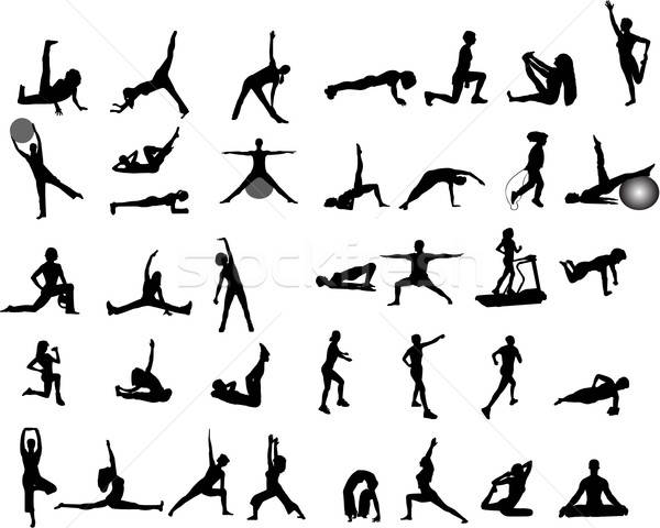 600x480 Yoga And Exercise Silhouettes Vector Illustration Slobodan
