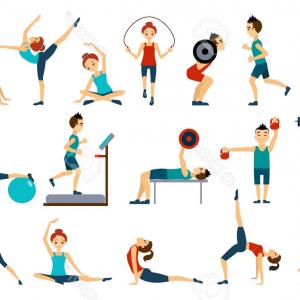 300x300 Family Workout Exercise Vector Active People Mom Or Dad Character