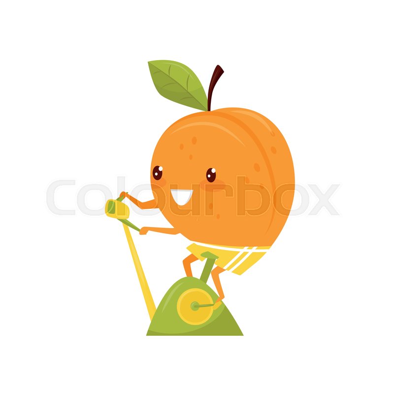 800x800 Funny Peach Training On An Exercise Stock Vector Colourbox