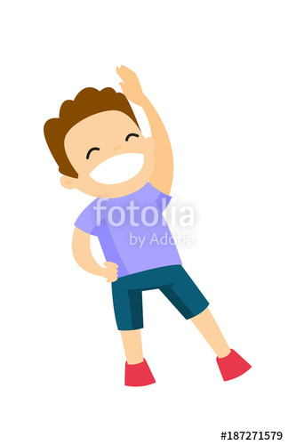 324x500 Little Happy Caucasian White Boy Doing Stretching Warm Up Exercise