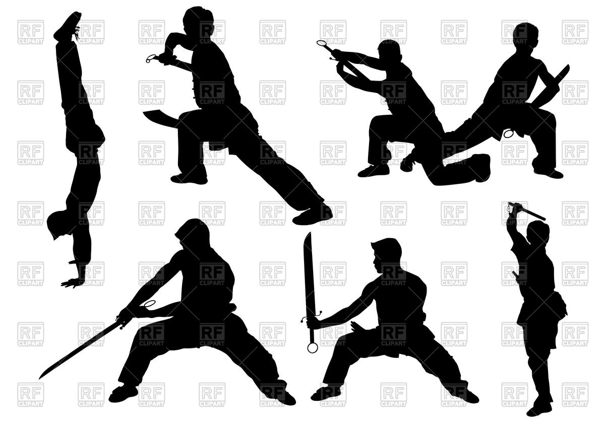 1200x848 Silhouette Of Karate Man Doing Exercise Vector Image Of People