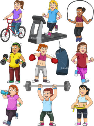 324x432 Woman Lifting Barbell For Exercise Cartoon Vector Clipart