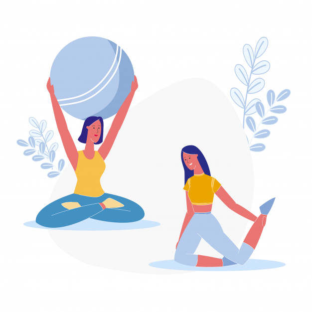 626x626 Yoga Class, Fitness Exercise Vector Illustration Vector Premium