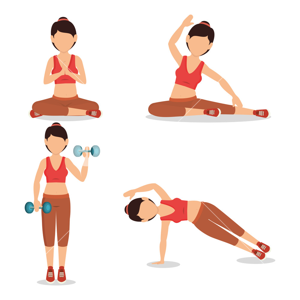 1000x1000 Female Athlete Practicing Exercise Vector Illustration Design