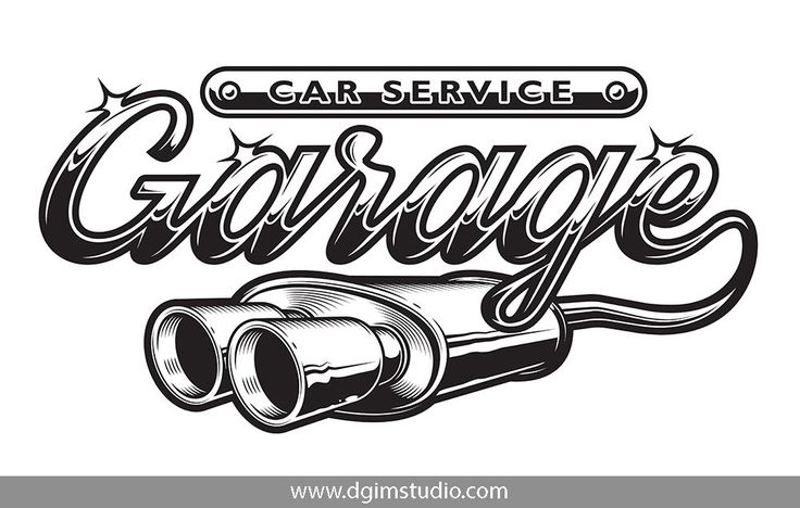 736x468 Vector Car Vintage Car Repair Service Emblem With The Exhaust Pipe