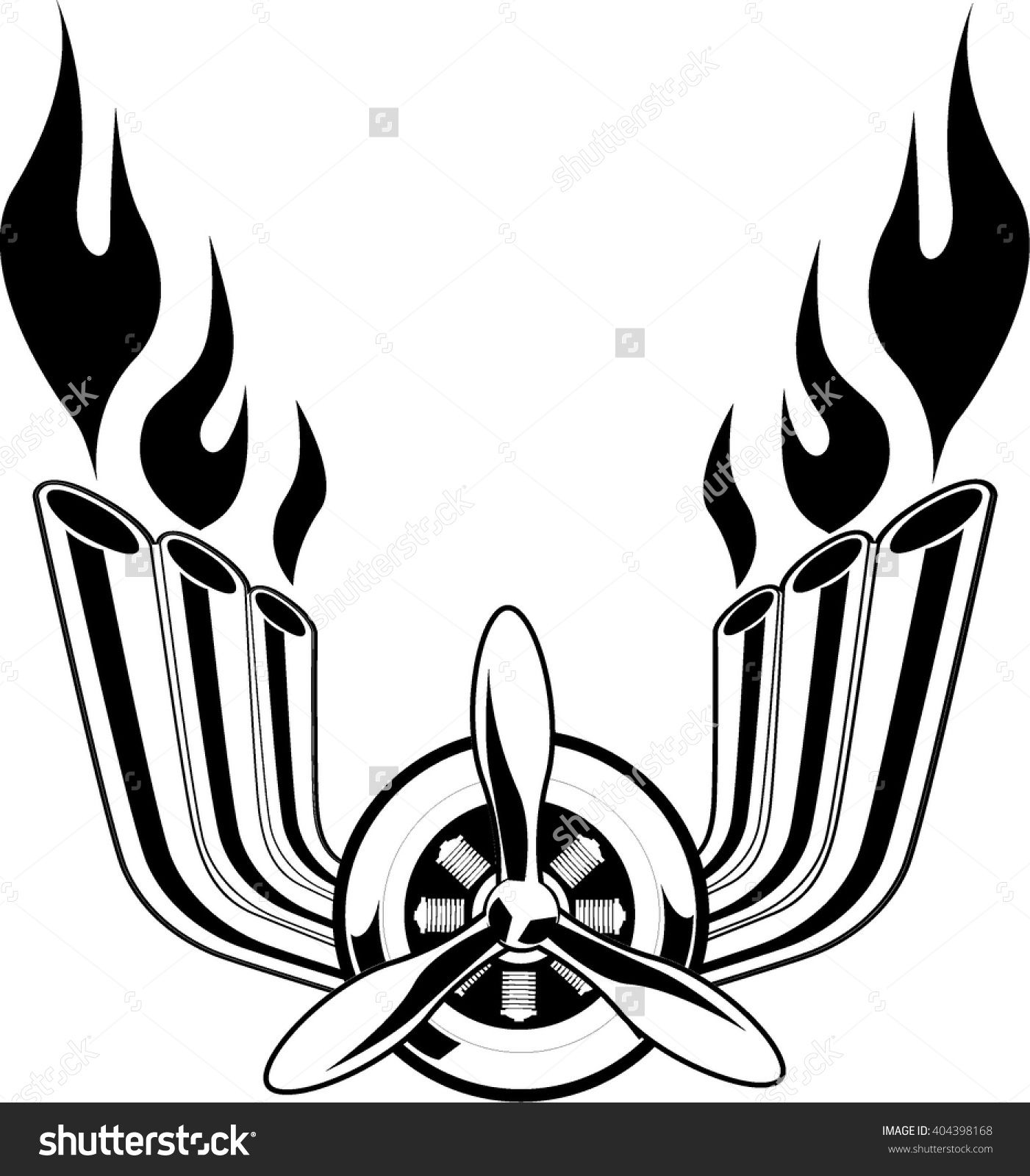 1401x1600 Emblem Aircraft Engine Exhaust Pipes Fire Stock Vector