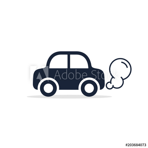 500x500 Car Icon Side View Car Exhaust Traffic Fumes Vector Isolated