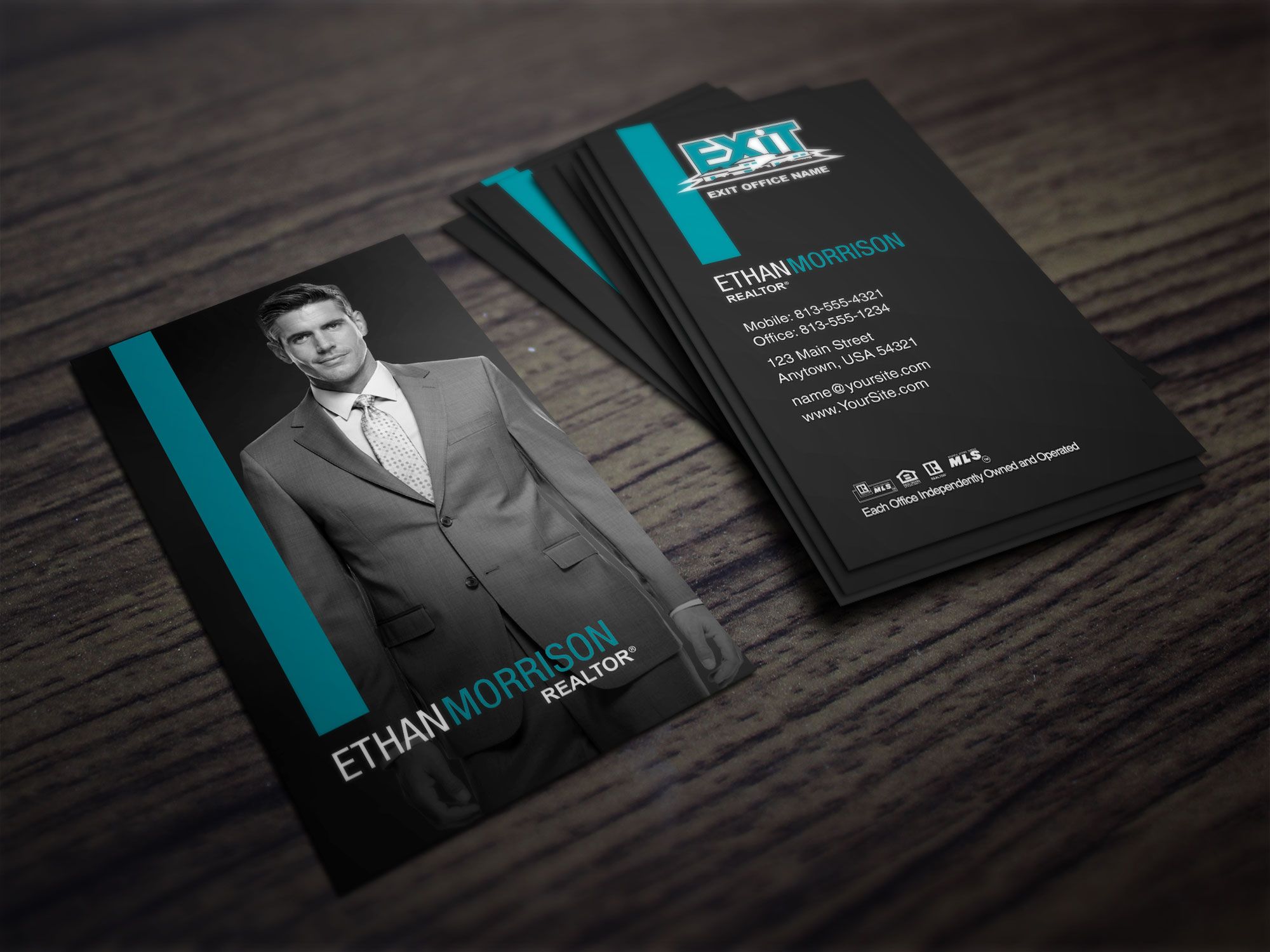 2000x1500 Clean, Dark Exit Realty Business Card Design For Realtors My