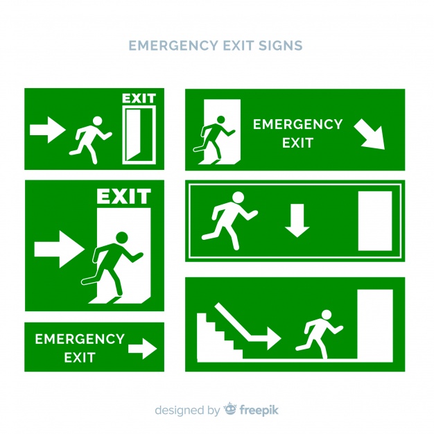 626x626 Exit Sign Collection In Flat Style Vector Free Download