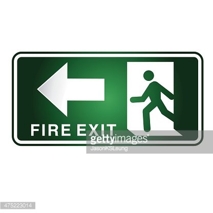 416x416 Fire Exit Sign Vector Premium Clipart