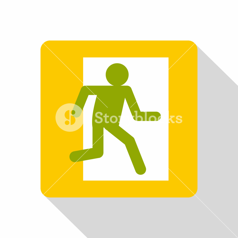1000x1000 Fire Exit Sign Icon Flat Illustration Of Fire Exit Sign Vector