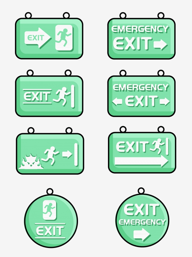 640x855 Safety Exit Sign Vector Design Element, Design Elements, Safety