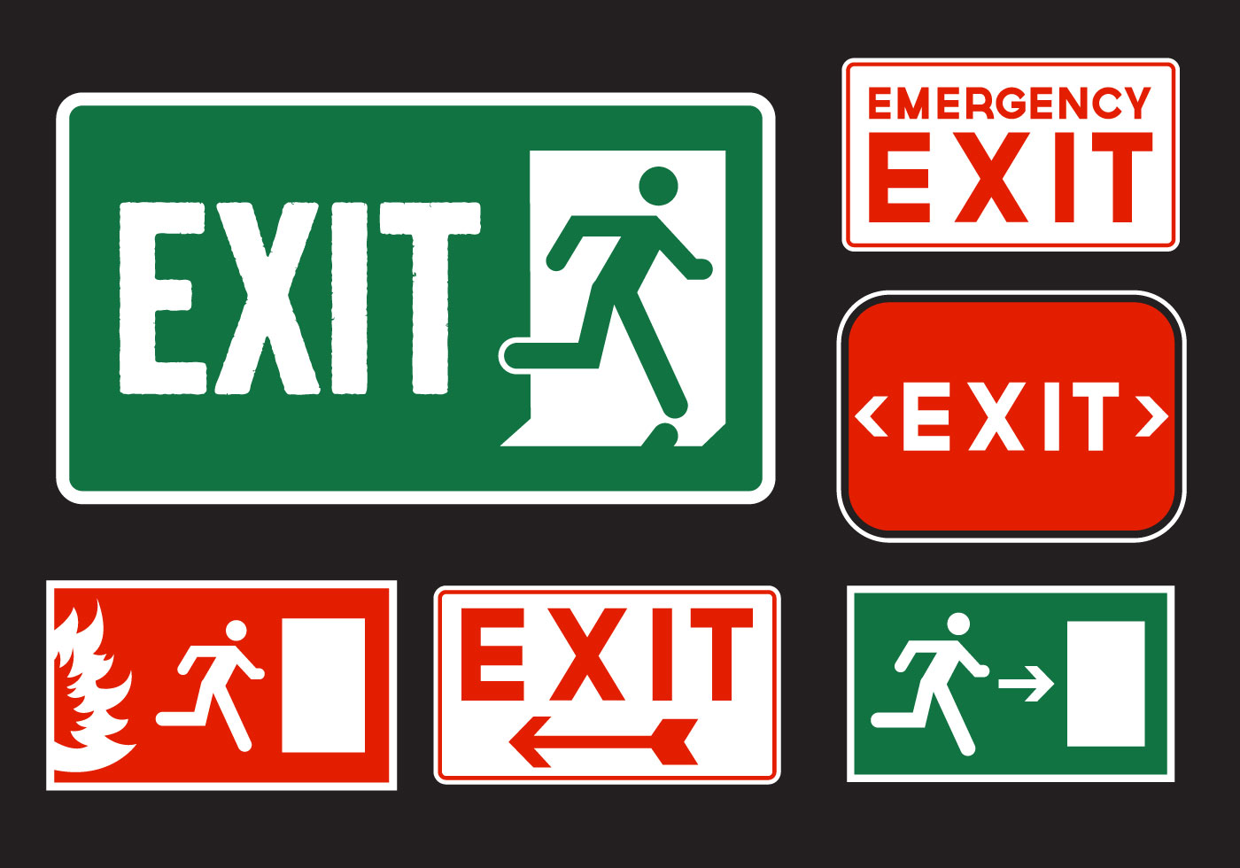1400x980 Emergency Exit Sign Free Vector Art