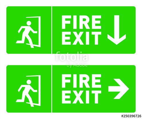 500x416 Fire Exit Sign Template Green Emergency Exit Safety Signs Pack