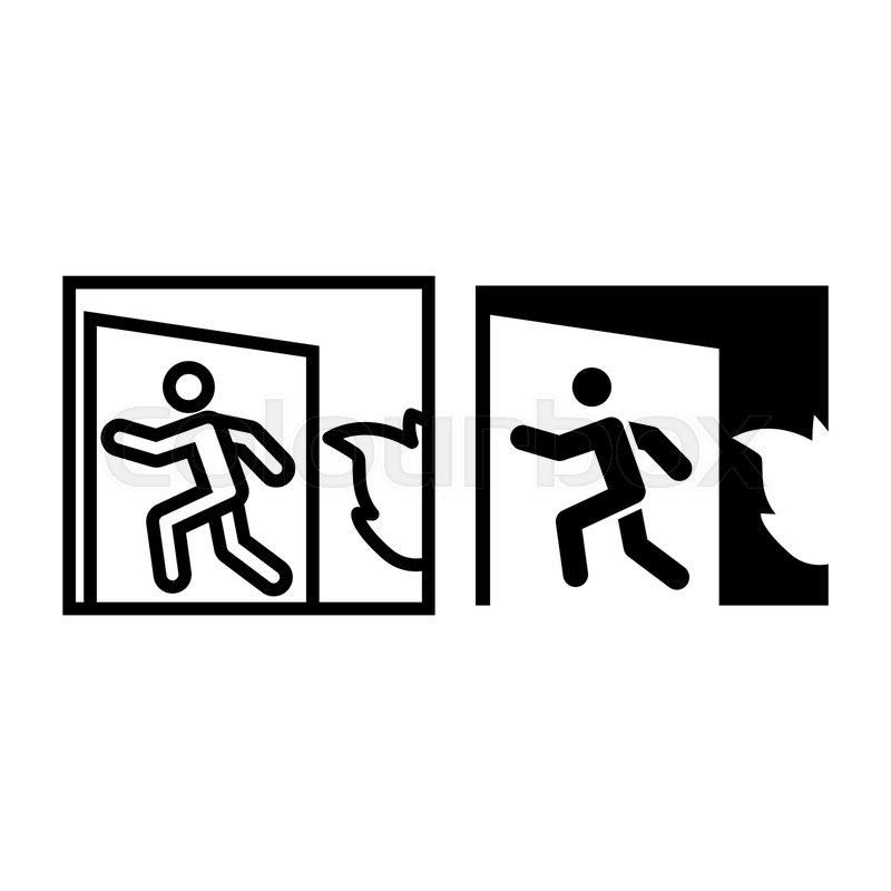 800x800 Emergency Exit Line And Glyph Icon Stock Vector Colourbox
