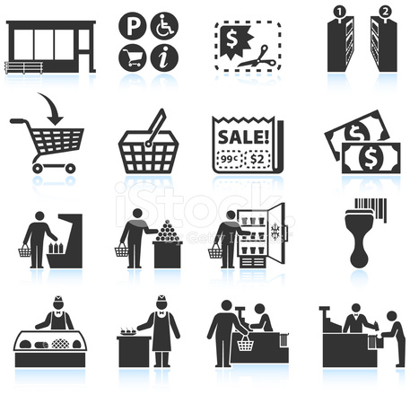457x440 Supermarket Experience Black White Royalty Free Vector Icon Se