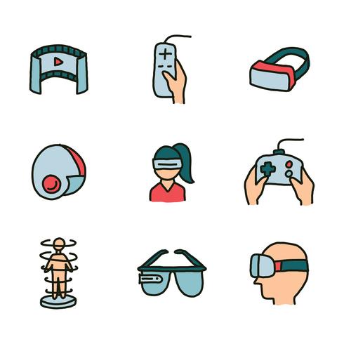490x490 Set Of Doodled Icons Of Virtual Reality Experience