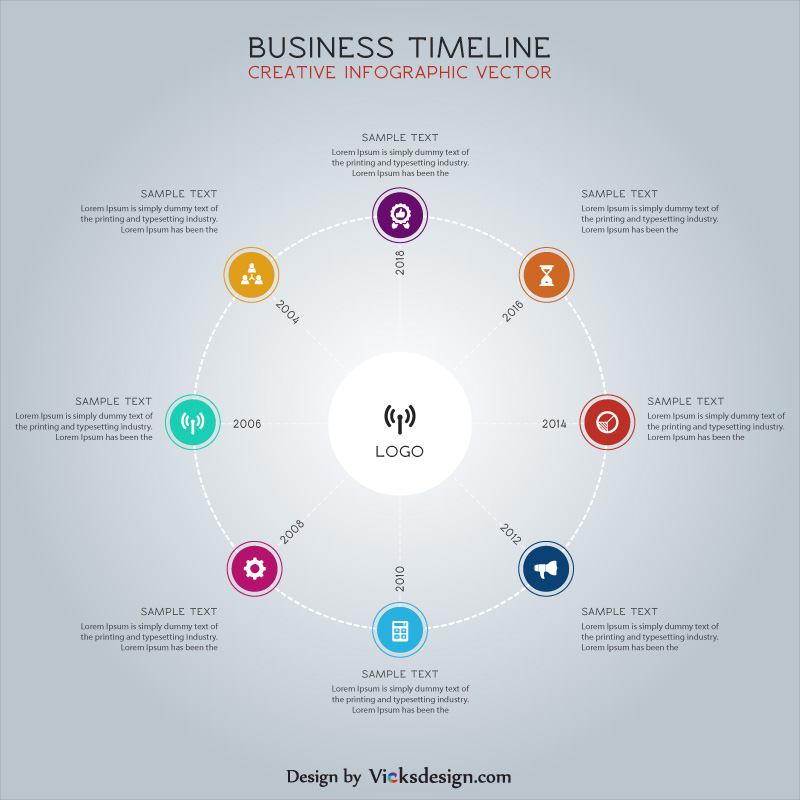 800x800 Business Timeline Year Specification Infographic Vector