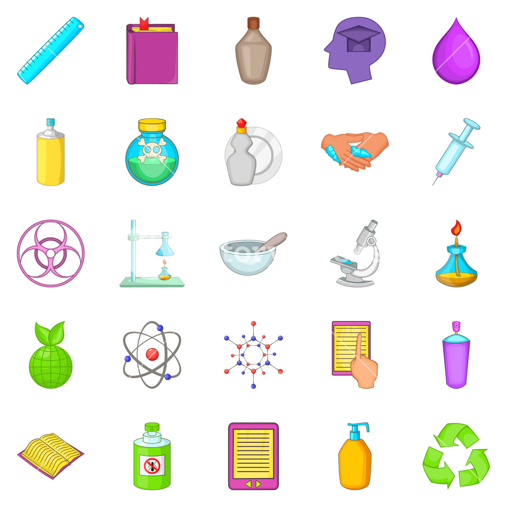 1000x1000 Chemical Experience Icons Set Cartoon Set Of Chemical