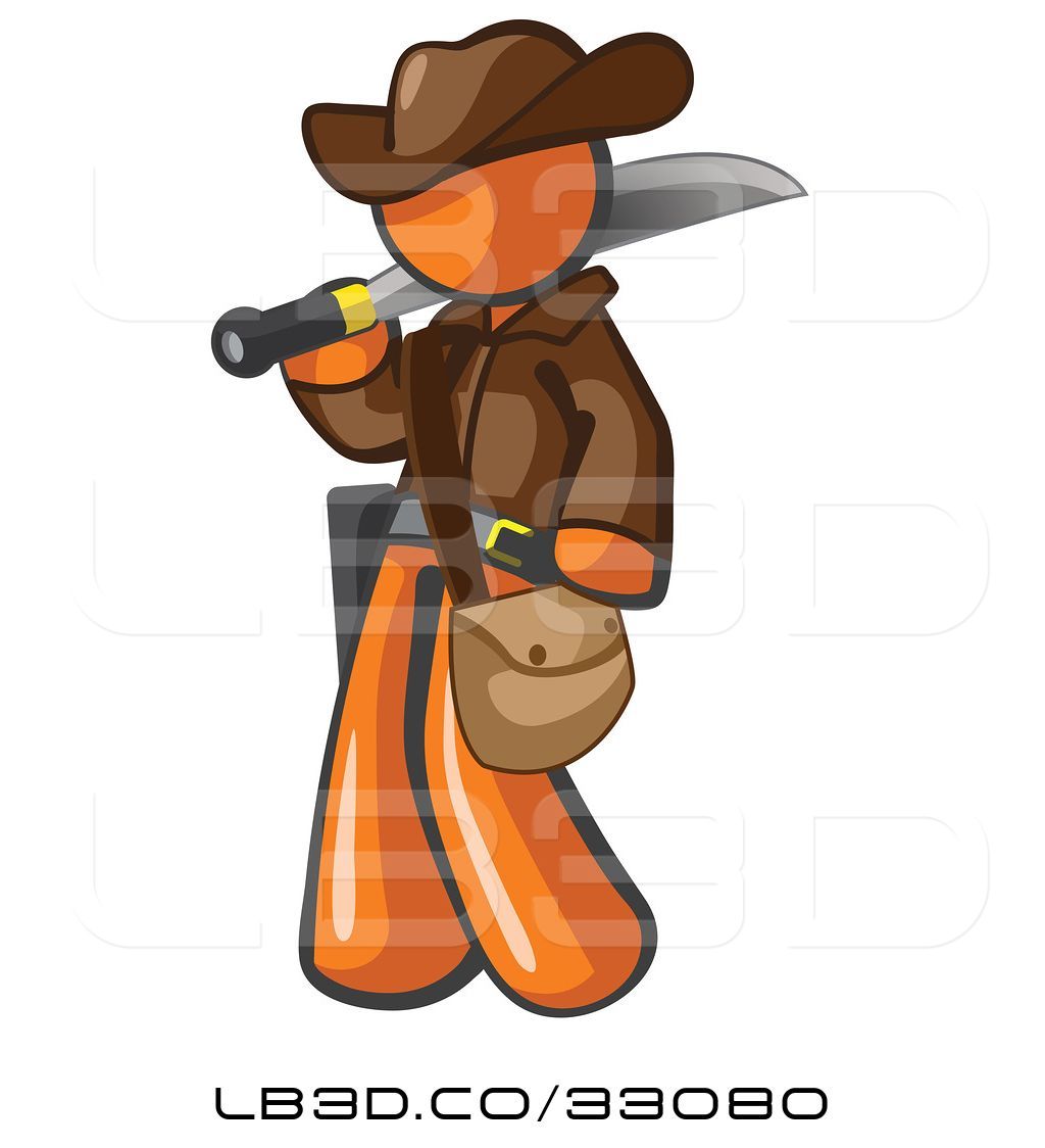 1024x1124 Vector Illustration Of Cartoon Orange Explorer Guy Carrying