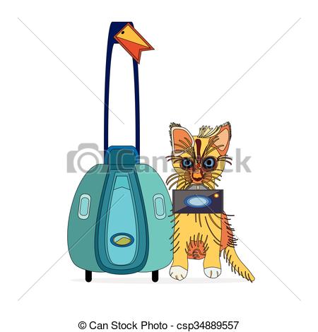 450x470 Cat The Explorer An Outlined Vector Illus