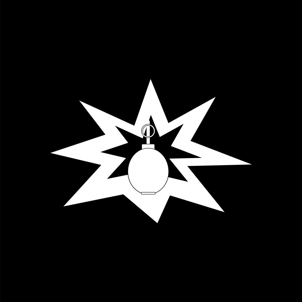 1000x1000 White Icon On Black Background Bomb Explosion Vector