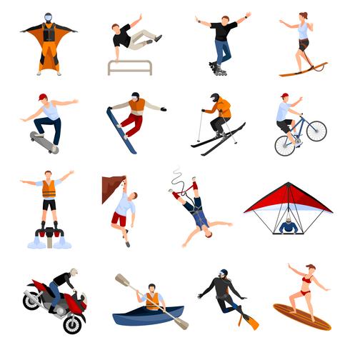 490x490 Extreme Sports People Flat Icons