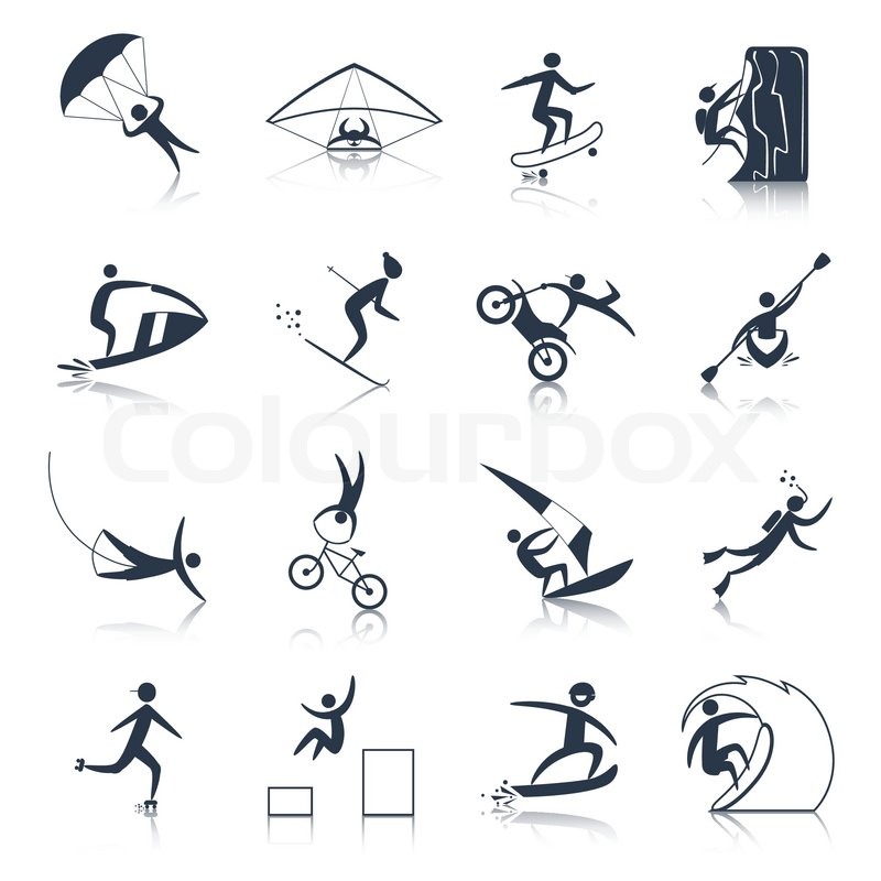 800x800 Extreme Sports Icons Black Set Of Stock Vector Colourbox