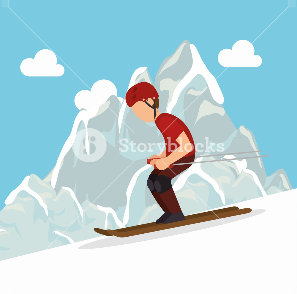 1000x989 Skiing Man Mountain Snow Extreme Sports Vector Illustration