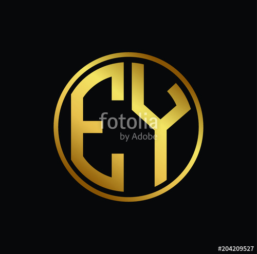 500x495 Initial Letter Ey, Minimalist Art Monogram Circle Shape Logo, Gold
