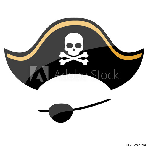 500x500 Pirate Hat With Eye Patch Isolated On White Background