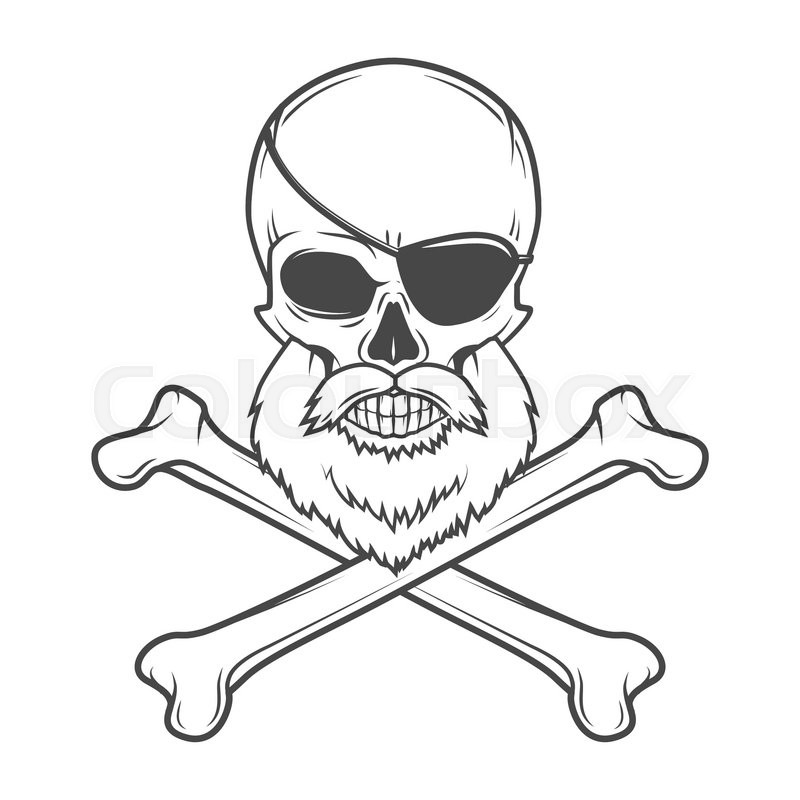 800x800 Pirate Skull With Beard, Eye Patch And Stock Vector Colourbox